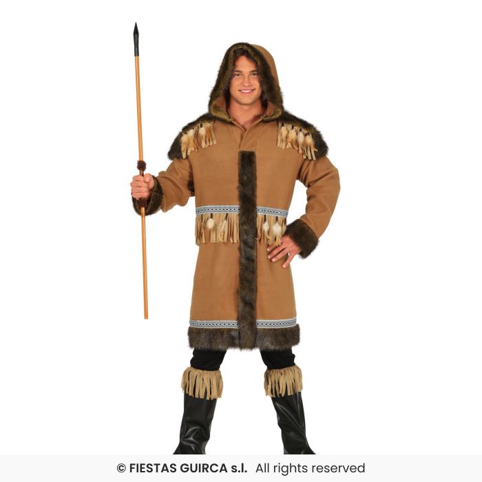 Brown Eskimo Man Adults Winter National Dress Fancy Dress Costume Deluxe M-XL