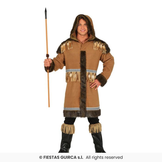 Brown Eskimo Man Adults Winter National Dress Fancy Dress Costume Deluxe M-XL