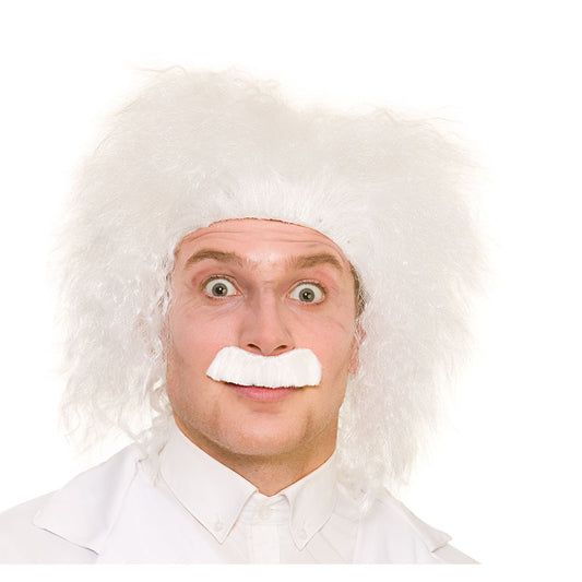 Crazy Scientist Wig & Tash Set Mens Halloween Einstein Fancy Dress