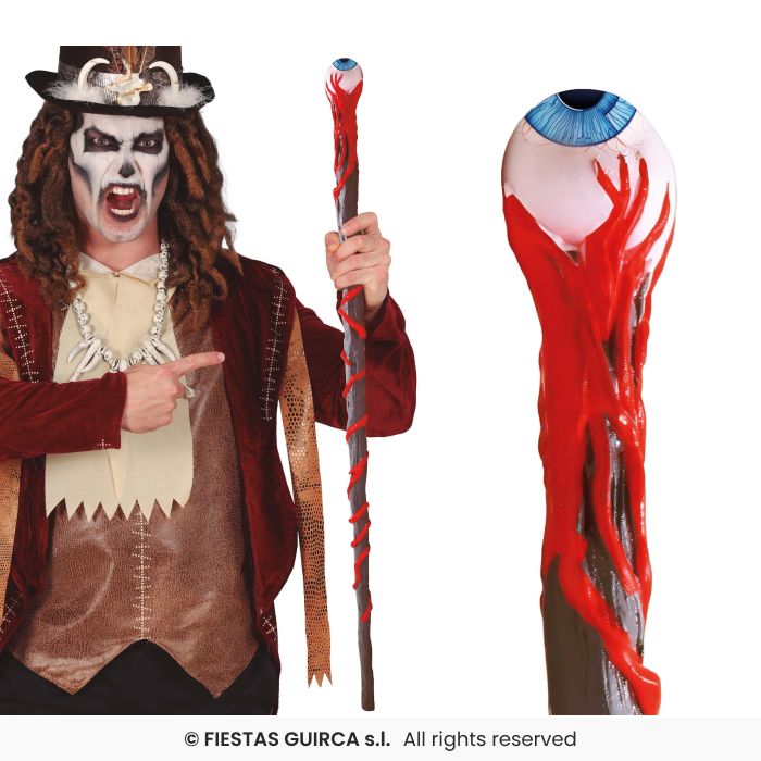 Cane With Eye Detachable 90cm Halloween Fancy Dress Prop Blood Goary