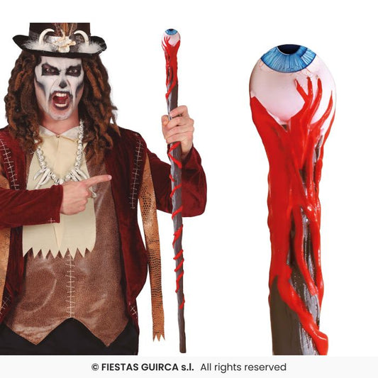 Cane With Eye Detachable 90cm Halloween Fancy Dress Prop Blood Goary