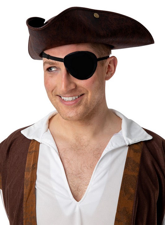 Black Satin Eye Patch Adults Pirates Accessory Mens Ladies Black Pirate Eyepatch
