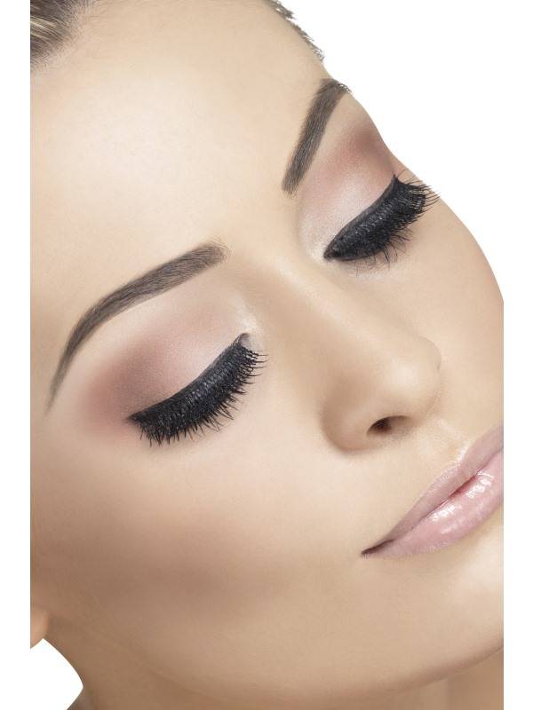 Eyelashes With Net Ladies Black Lashes Fancy Dress Make Up Accessory