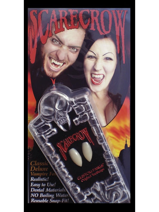 Vampire Fangs Adults False Teeth In Coffin Box Deluxe Fancy Dress