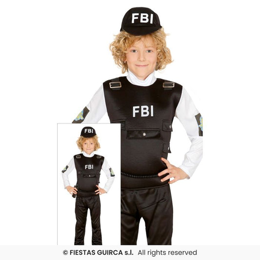 Boys FBI Officer Fancy Dress Costume Cop Policeman Occupations Outfit Kids Age 3-12