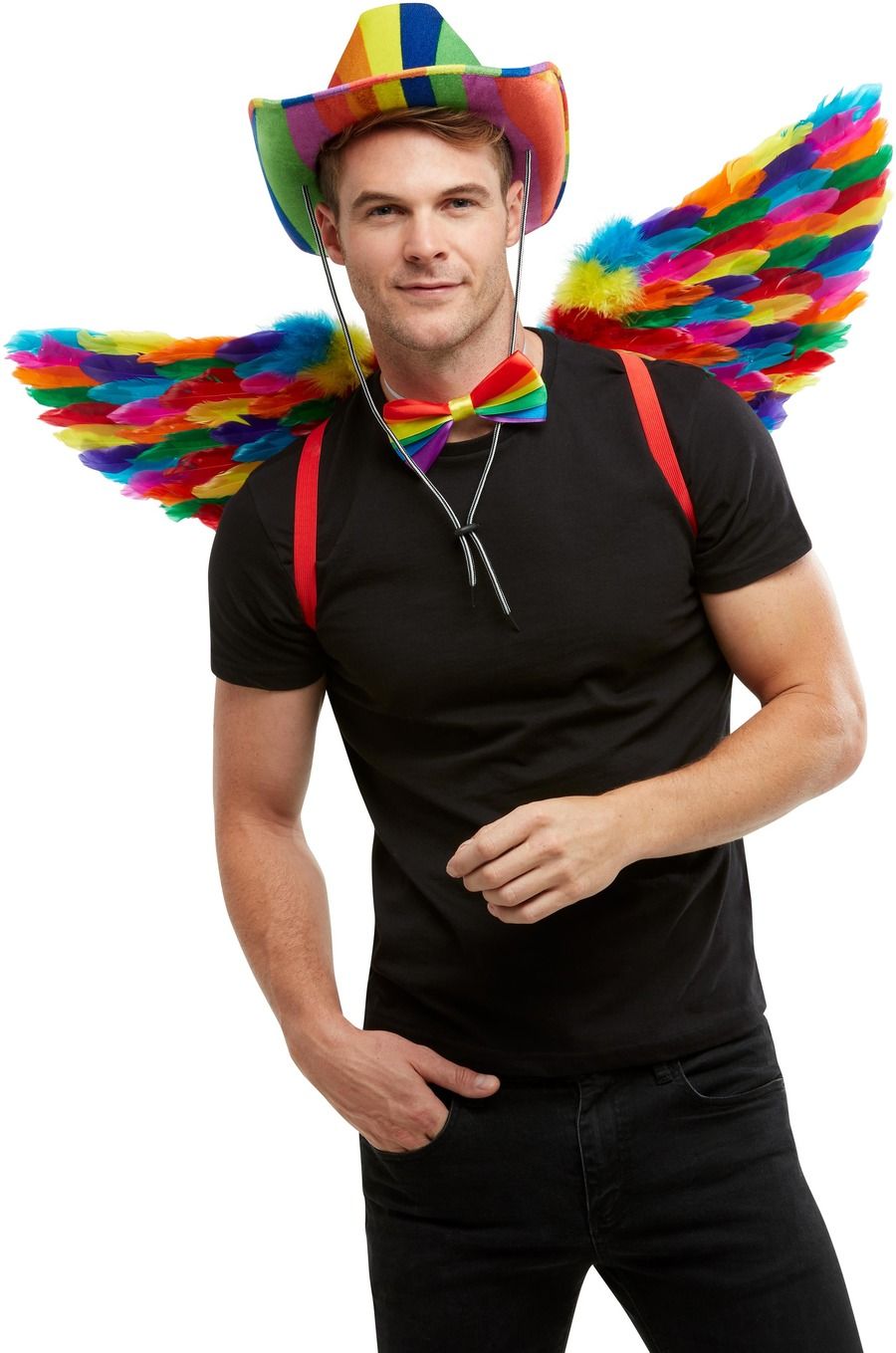 Rainbow Feather Wings Adults Pride Fancy Dress Accessory 80cm Wings New Parrot