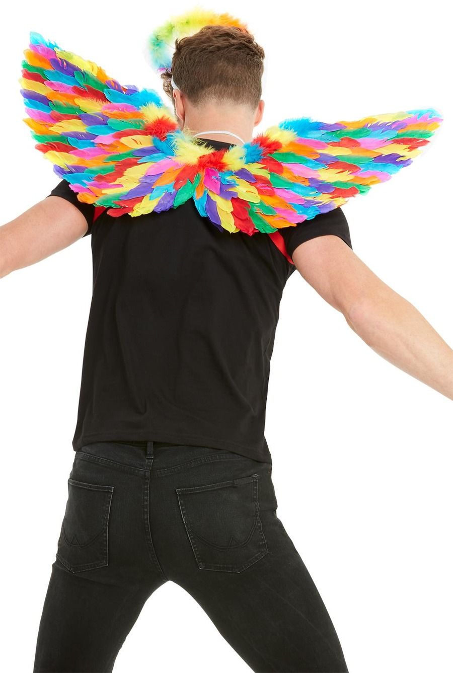 Rainbow Feather Wings Adults Pride Fancy Dress Accessory 80cm Wings New Parrot