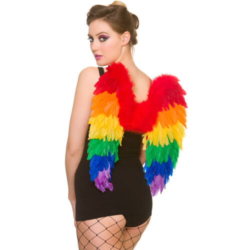 Rainbow Parrot Feather Wings Pride Ladies Mens Fancy Dress Accessory