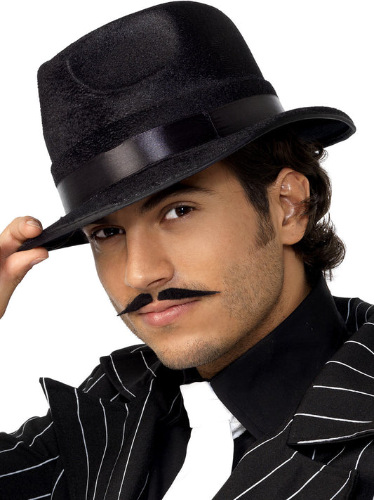 Gangster Maul Hat Black Fedora Mafia Adults 20s Fancy Dress New