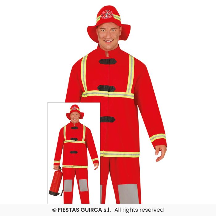 Firefighter Fireman Costume Mens Emergency Services Fancy Dress Outfit M-XL