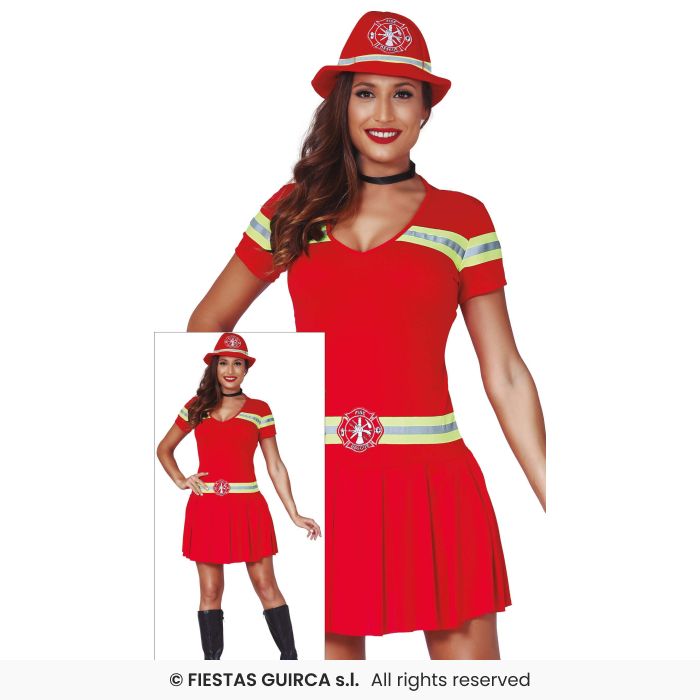 Firefighter Ladies Fancy Dress Costume Fireman Occupations Outfit Sexy Adults UK 8-18