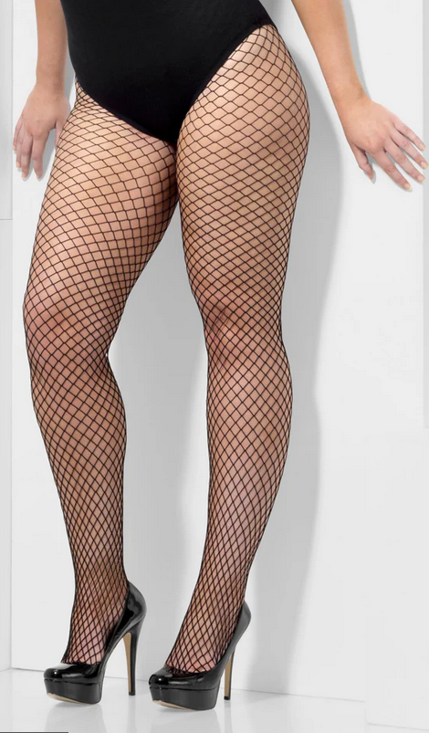 Black Large Diamond Lattice Net Tights Fancy Dress Accessory XL
