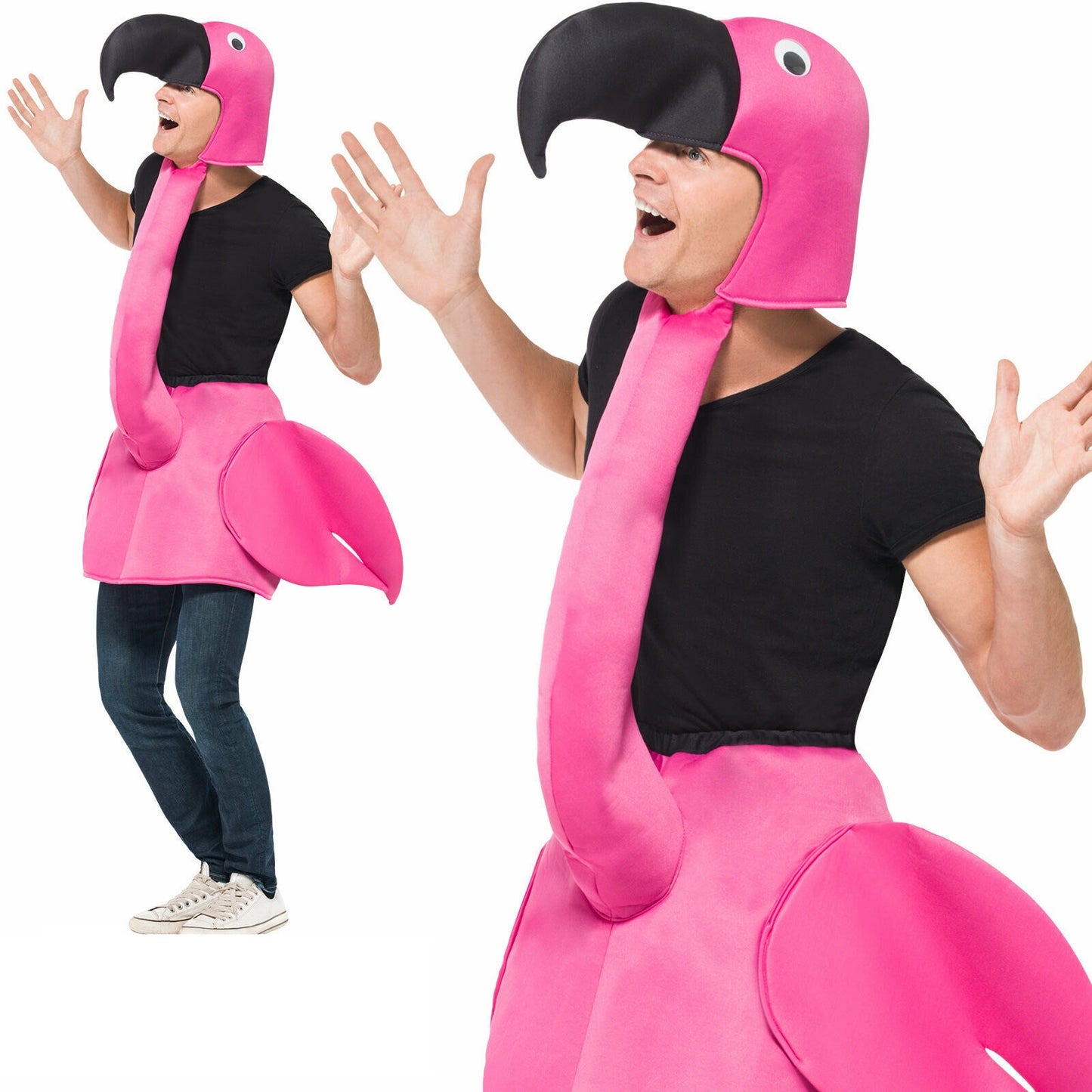 Adult Pink Flamingo Fancy Dress Costume Mens Ladies Animal Stag Hen Party OS