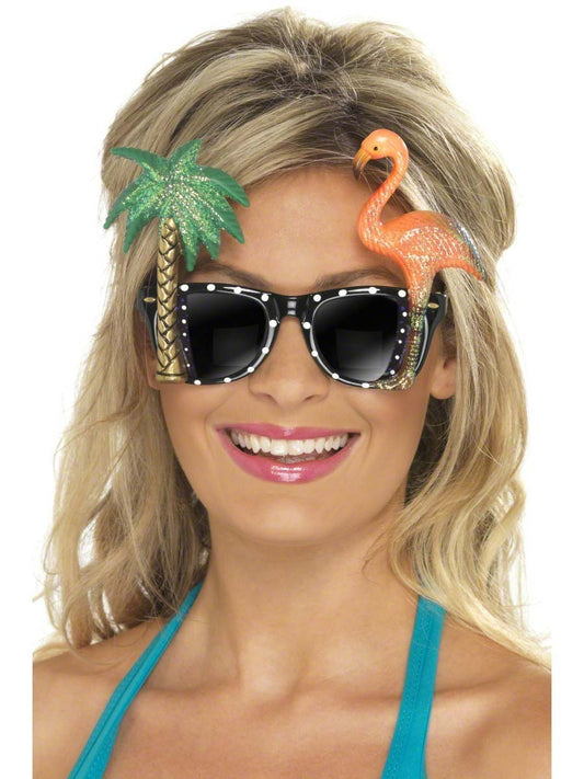Flamingo Sunglasses Hawaiian Beach Party Fancy Dress Accessory Adults
