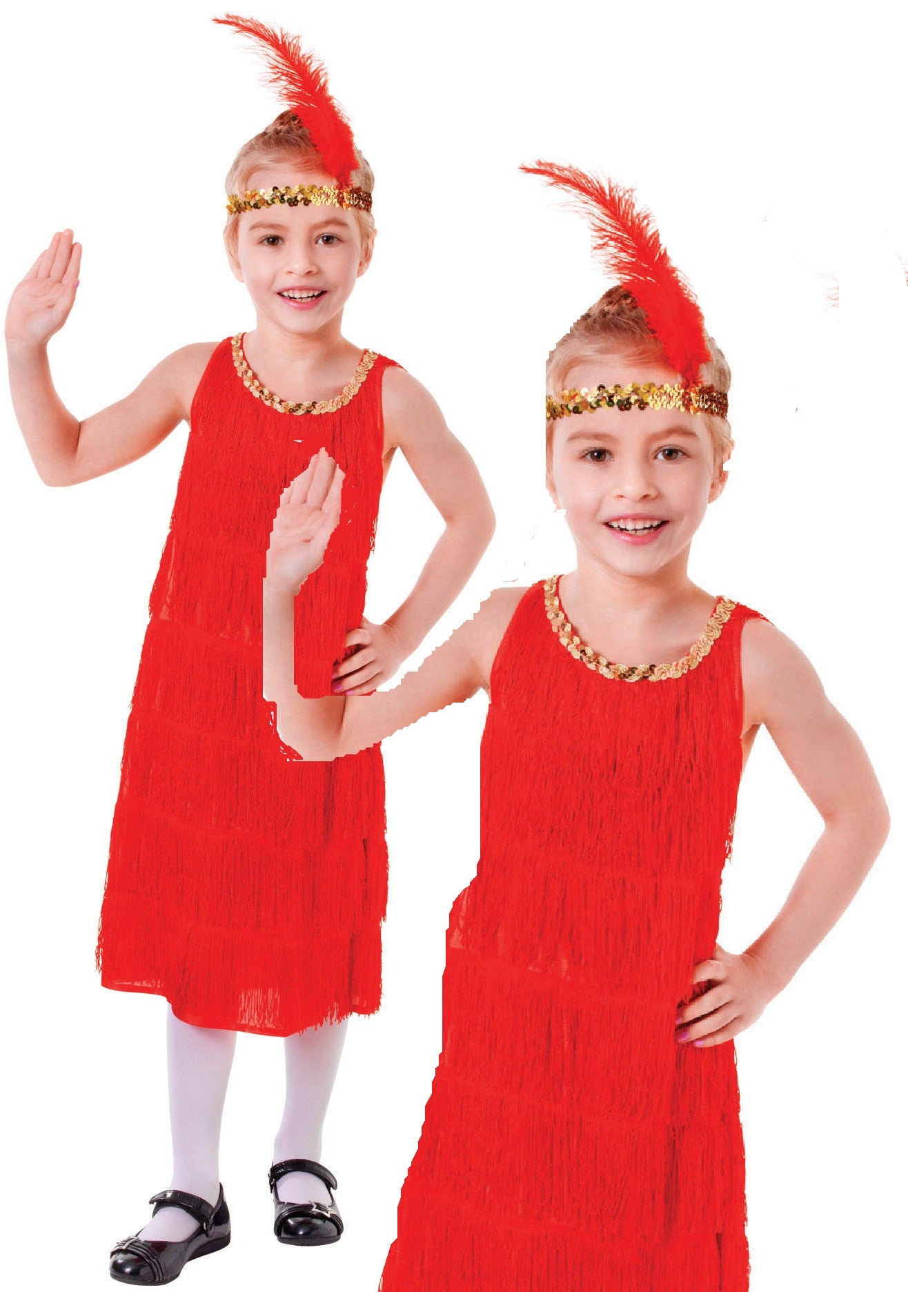 Girls Flapper Costume Roaring 20s World Book Day Fancy Dress Kids Outfit