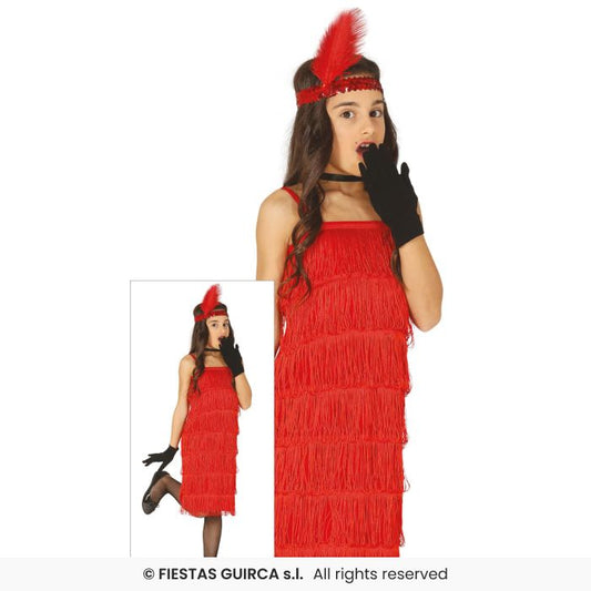 Red Charleston Flapper Fancy Dress Costume Girls 1920s Dancer Outfit Age 5-12