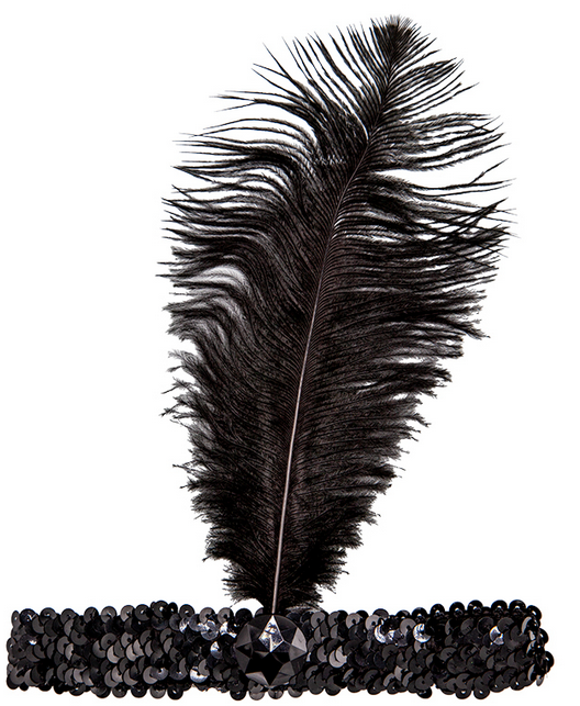 Flapper Headband Black Feather 1920s Charleston Fancy Dress Accessory Dancing