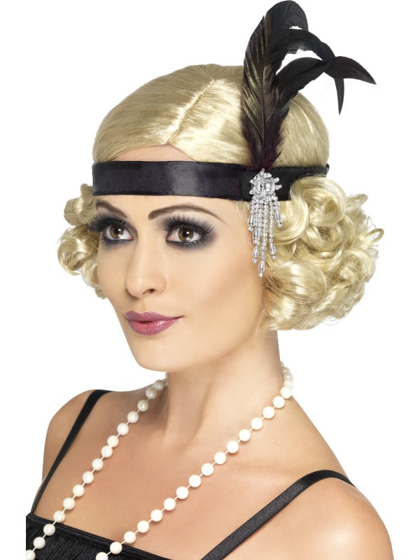 Black Satin Charleston Headband