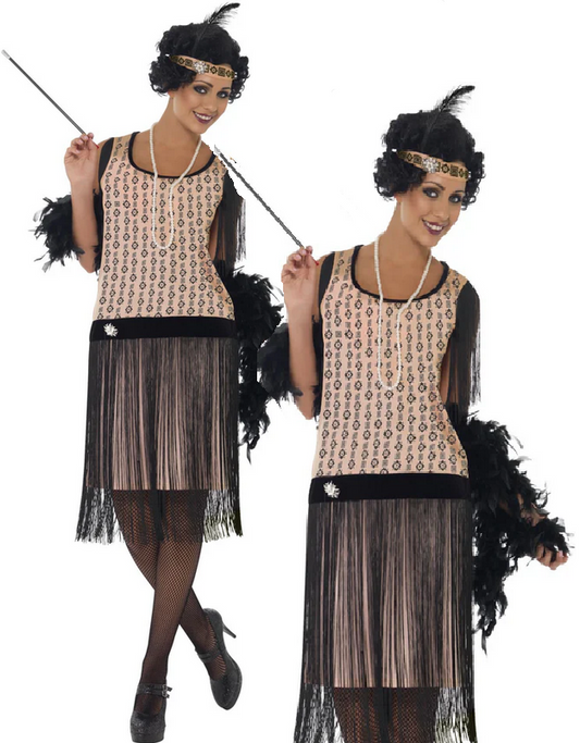 Adult 1920's Coco Flapper Great Gatsby Ladies Fancy Dress Costume Size 8-18