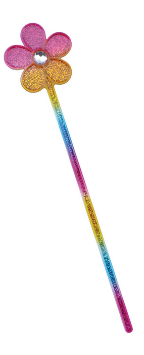 Glitter Rainbow Flower Wand Girls Fairytale Fairy Wand Fancy Dress Accessory