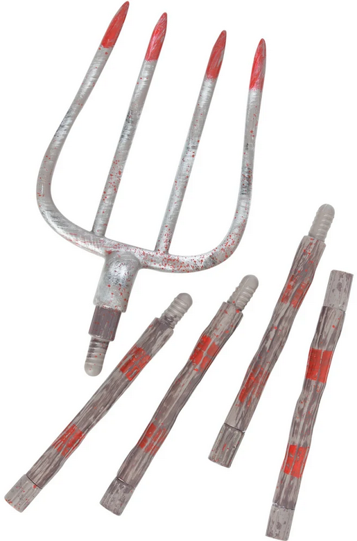 Extendable Bloody Pitchfork Halloween Weapon Adults Fancy Dress Plastic Prop