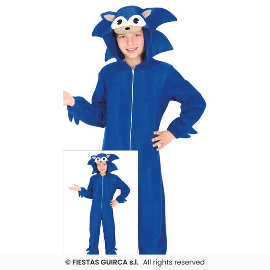 Hedgehog Costume Retro Video Gaming Fancy Dress Outfit Kids Blue Age 3-12
