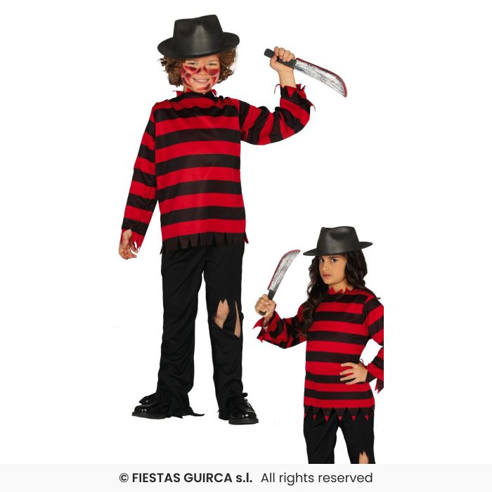 Horror Film Sissors Boy Fancy Dress Costume Halloween Freddy Kids Outfit Age 3-12