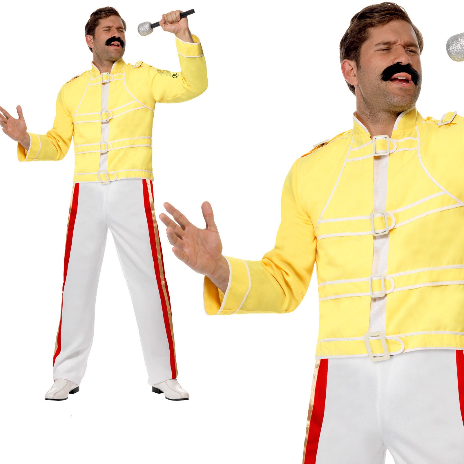 Queen Freddie Mercury Costume 80s Rock Legend Adult Mens Fancy Dress O ...
