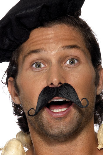 Frenchman Moustache Black Waiter French Stag Do Mens Fancy Dress Accessory New
