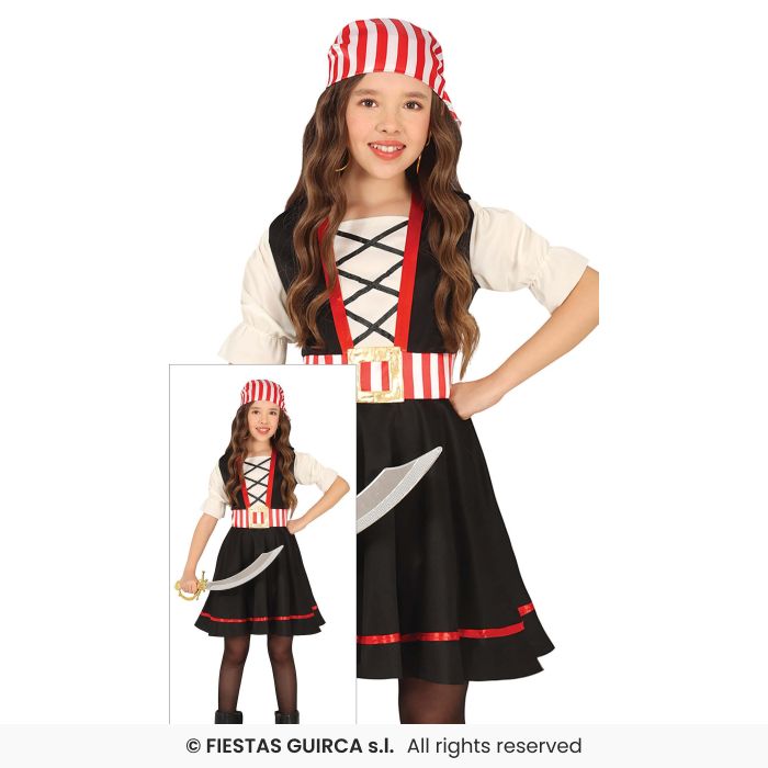 Fresh Water Pirate Costume Kids Pirates Fancy Dress Outfit Deluxe + Hat Age 3-13
