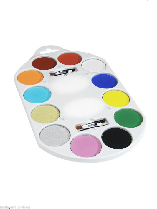 12 Colour FX Make Up Palette Water Based Face Painting Set With Applicators