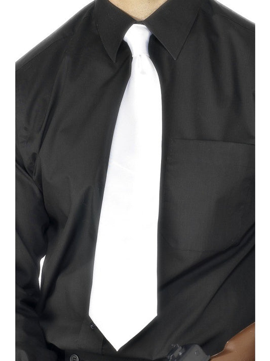 Mens 20s 1920s 20's Gangster Fancy Dress Tie Neck Tie White New