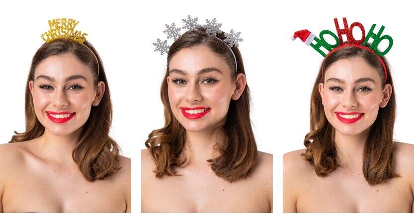 Die Cut Headband Adults Christmas Glitter Headband Fancy Dress Xmas Party Prop