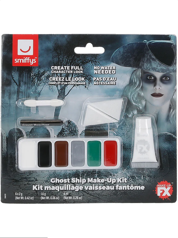 Ghost Ship Make Up Kit Zombie Pirate Face Paint Halloween Fancy Dress Facepaint