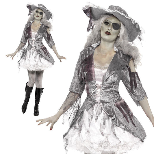 Ghost Ship Pirate Treasure Costume Adult Halloween Fancy Dress Outfit Ladies