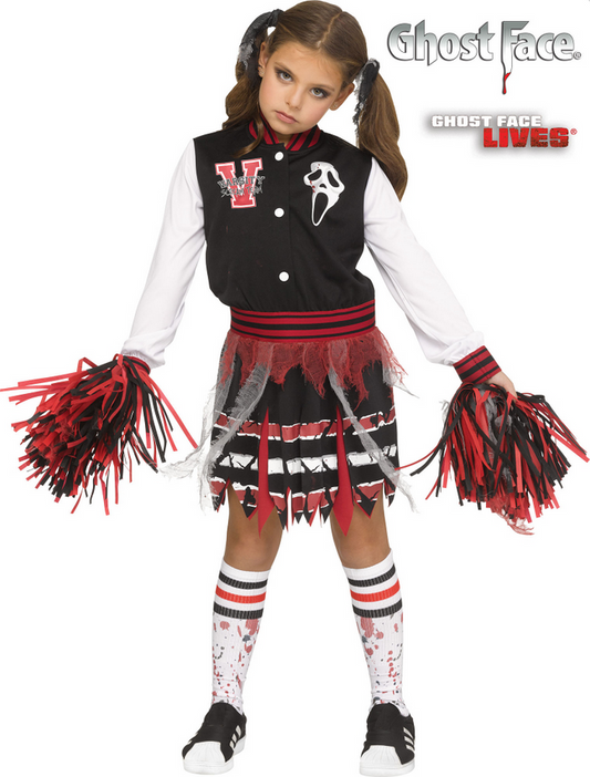 Ghostface Scream For The Team Official Halloween Cheerleader Girls Fancy Dress