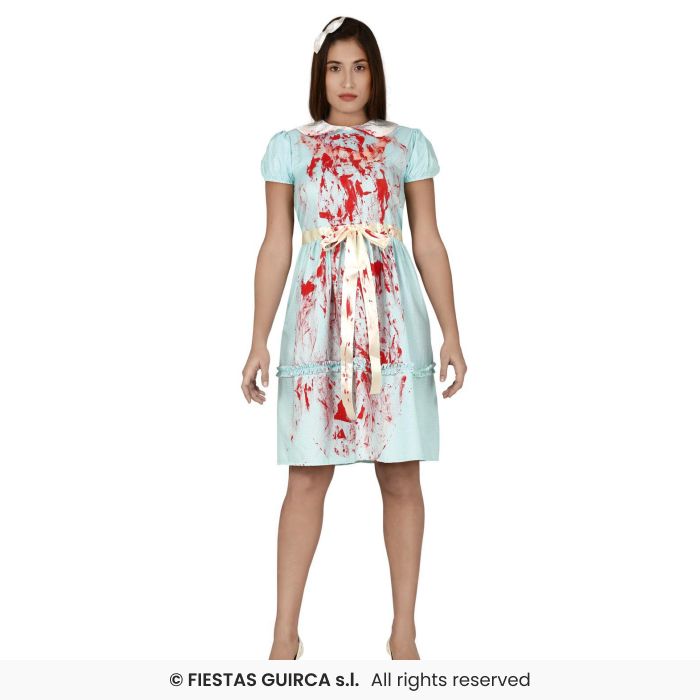 Ghost Twin Ladies Bloody Sister Halloween Adults Fancy Dress Costume UK 8-16