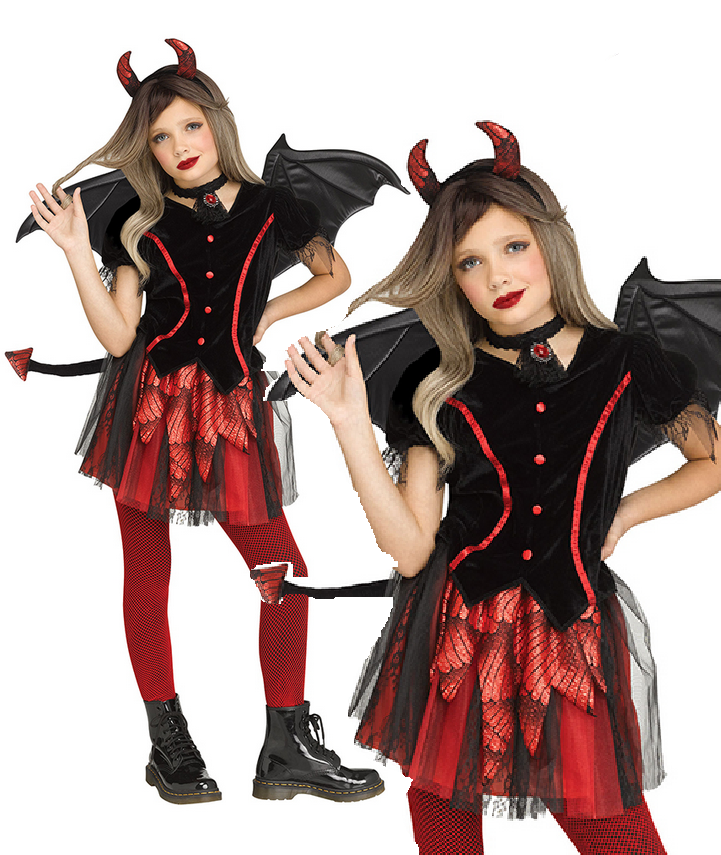 Devil Child Costume Girls Halloween Devils Fancy Dress Outfit Funworld Kids