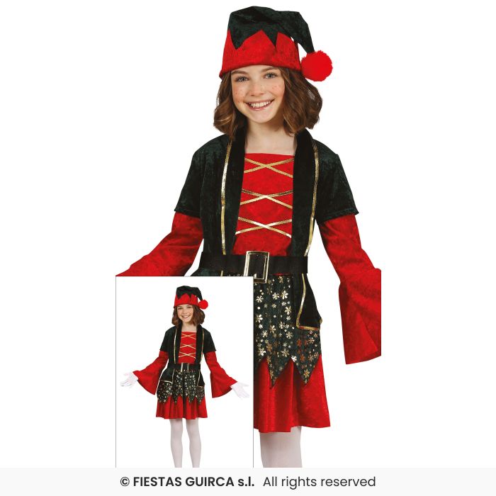 Girls Black Elf Costume Christmas Novelty Fancy Dress Costume Santas Helper Age 3-12