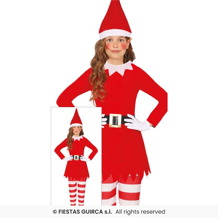 Girls Red Naughty Elf Kids Christmas Nativity Play Fancy Dress Costume Age 3-12