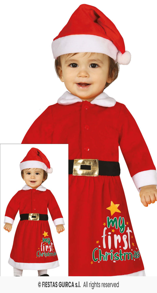My First Christmas Dress Girls Costume Toddlers Santa Claus Fancy Dress Outfit Age 1-2