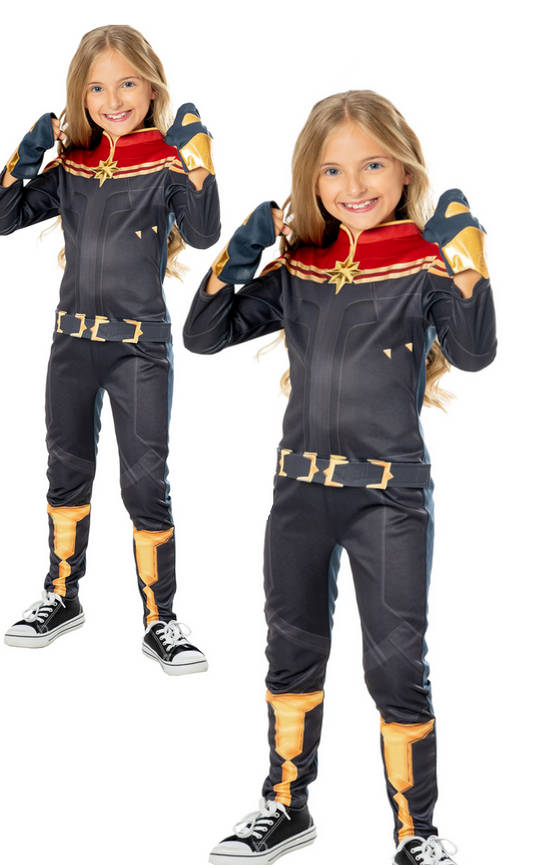 Captain Marvel Girls Fancy Dress Costume Book Day Superhero Hero Outfit Kids