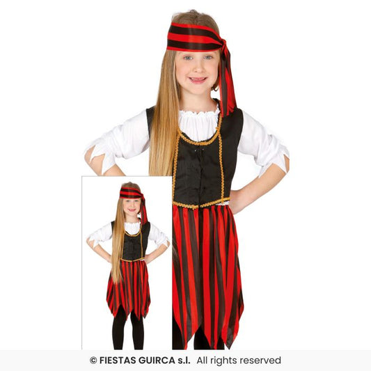 Female Corsair Pirate Pirates Fancy Dress Costume + Hat Book Day Kids Outfit Age 3-13