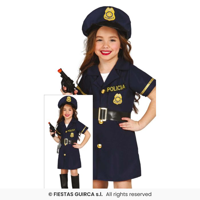 Girls Police Officer Occupations Fancy Dress Costume Kids Cop Outfit Age 3-12