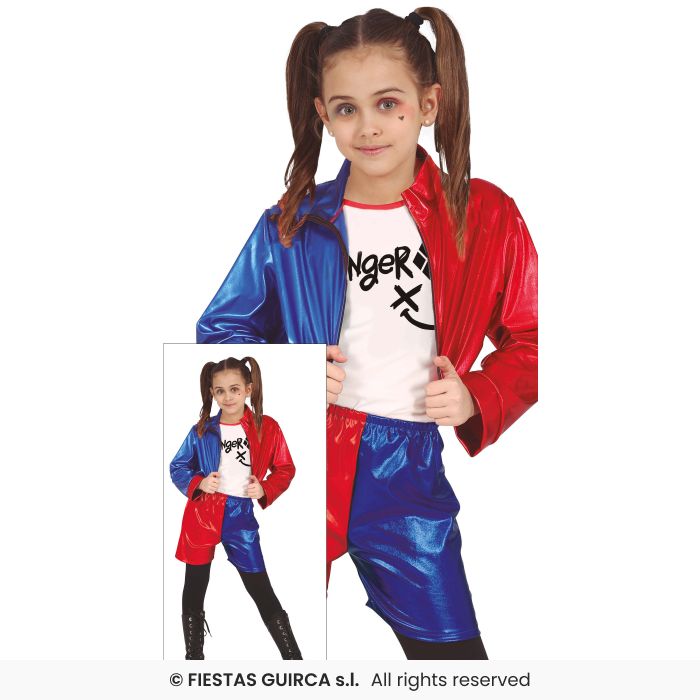 Dangerous Glam Costume Childs Harlequin Jester Halloween Fancy Dress Age 3-12