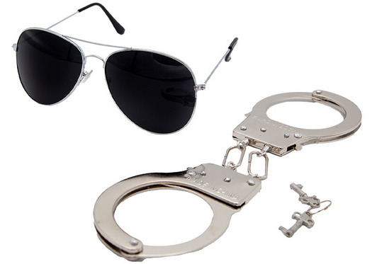 Police Shades & Handcuffs Adults Police Offcier Cop Ladies Mens Fancy Dress Kit