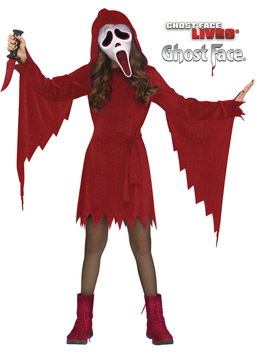 Ghost Face Scream Costume Fun World Official Girls Scream Fancy Dress + Mask