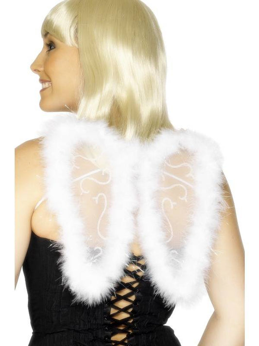 Fancy Dress Mini Fairy Angel Wings White Glitter 20x25cm Adults Kids