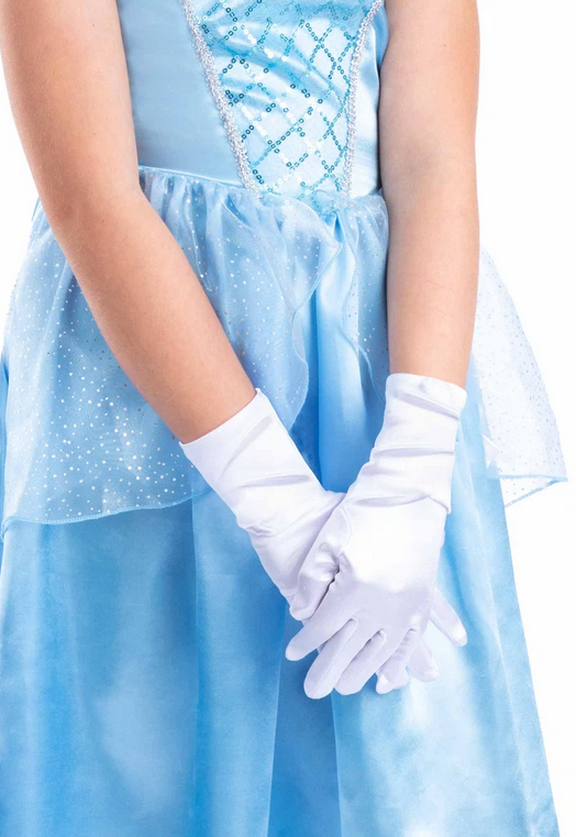 Girls White Satin Princess Gloves One Size Book Day Fancy Dress Girls Gloves