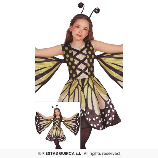 Gold Butterfly Costume Girls Zoo Animal Fancy Dress Outfit Deluxe Kids Age 3-12